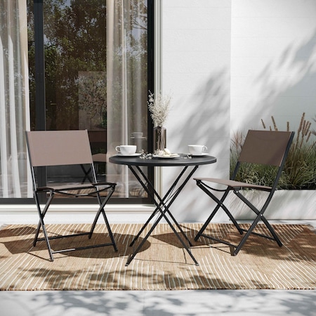 Flash Furniture Brazos Folding Chairs w/Brown Flex Comfort Material Backs and Seats and Black Metal Frames, 2PK TLH-SC-097-BRN-02-GG